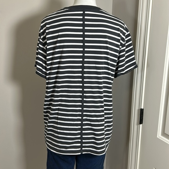 Lululemon All Yours Cotton T Shirt Yachtie Stripe Dark Gray White - Picture 4 of 7